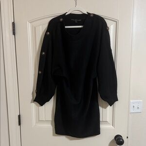HYFVE Black Long Sleeve Dress with Button Accents